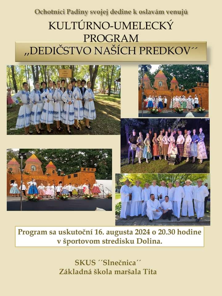 V piatok, 16. augusta sa v Padine uskutoční tradičný koncert Slovenského kultúrno-umeleckého spolku Slnečnica
